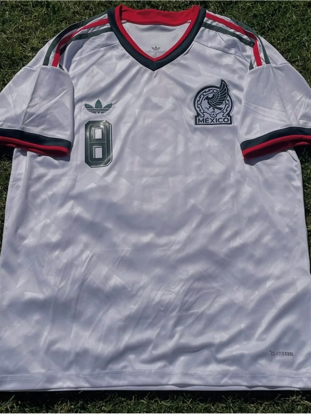 adidas Mexico White Soccer Jersey with Green and Red Accents